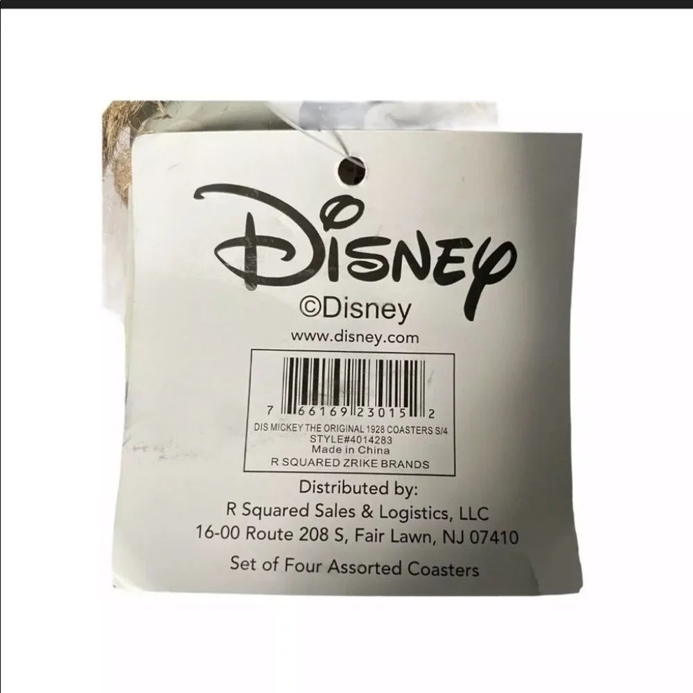 Disney Mickey Mouse Retro 4 Pc Coaster Square Coffee Table Decor Accent Ears‎